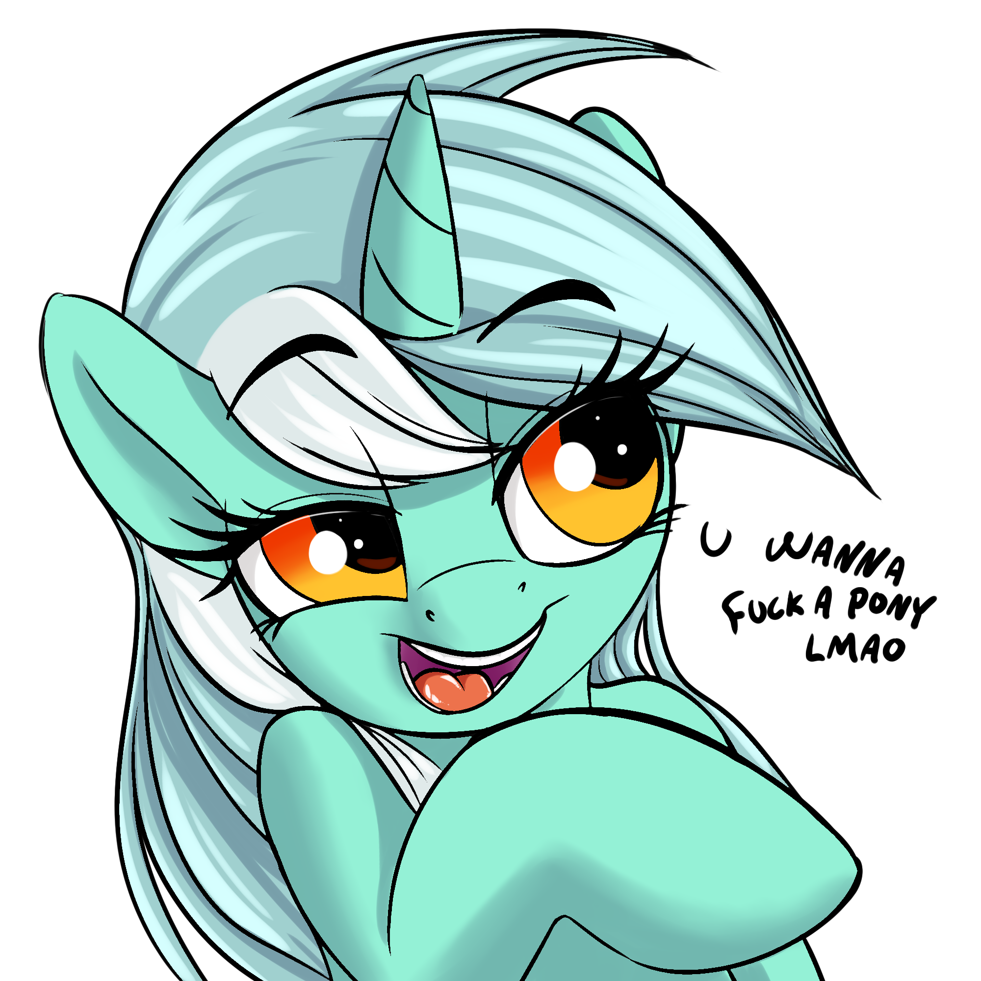Lyra Heartstrings looks at you condescendingly as she says, "u wanna fuck a pony lmao"